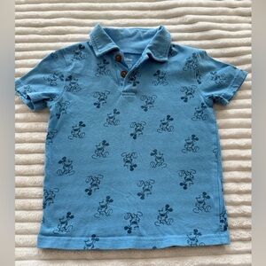 Disney Blue Polo with Mickey Mouse Pattern